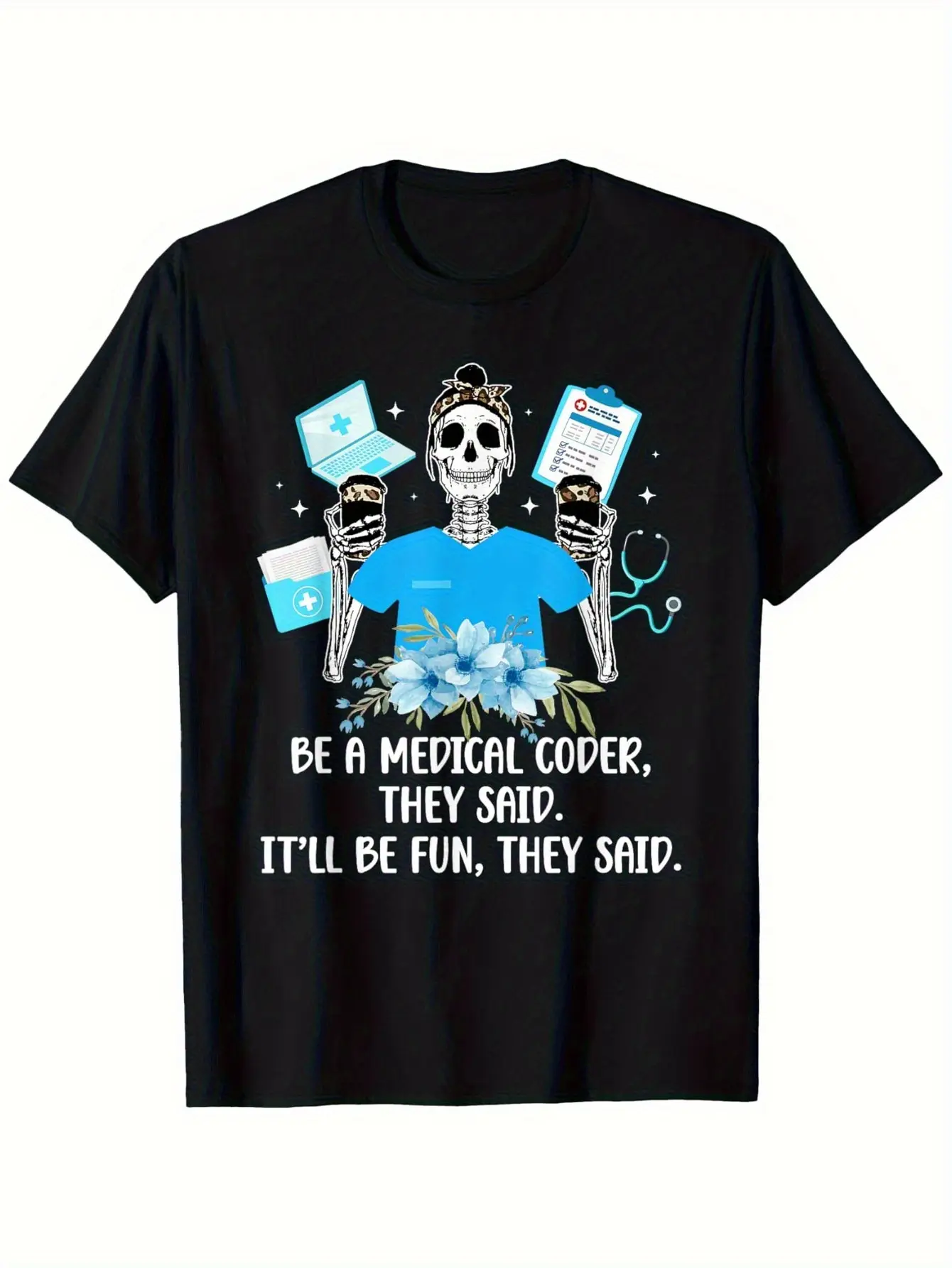 Men'S Funny Medical Coding T-Shirt 180G 100 Funny unisex soft cotton short sleeve t shirt, vintage graphic casual tee for men women teens, perfect birthday holiday gift for camping travel gym daily street  wear