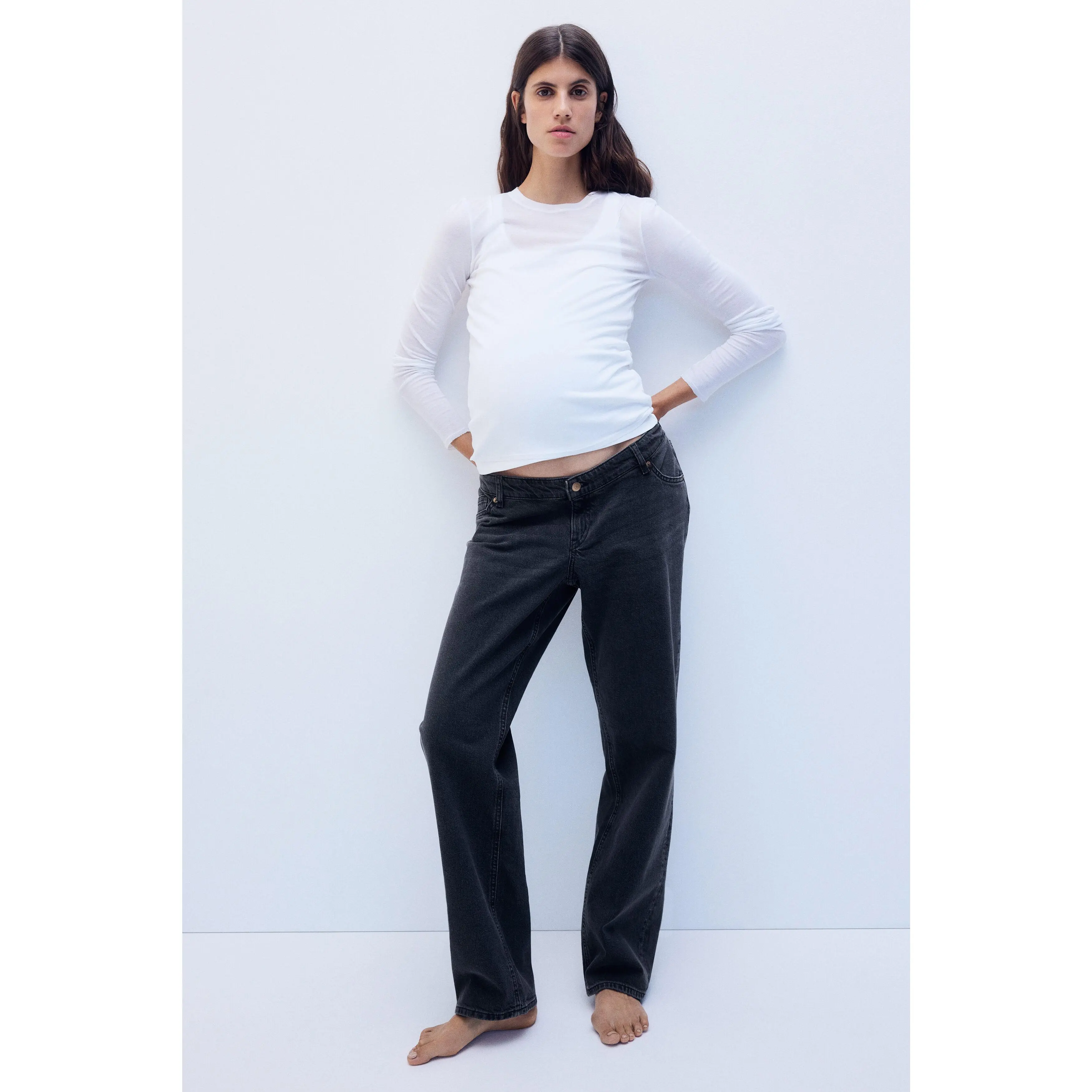 H&M MAMA Straight Low Waist Jeans