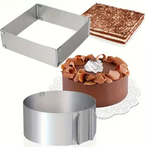 2 Pcs Adjustable Round Cake Ring Molds, 6-12 Inches in Diameter, Cake Mold Rings with Scales, Non-stick Baking Tools for Making Pastries, Retractable Mousse Cake Rings, Stainless Steel Round Baking Ring Cake Tool Baking Molds Tin Bakeware Utensils summerv