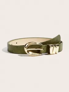 Olive Saint Patrick Style Casual Belt for Women, Buckle, Fashion Accessory for Jeans, Pants, Coats, All Seasons