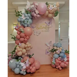 Spring Wildflowers Balloon Arch Kit with 145 count Dusty Blue   Balloons for Boho  Bridal Shower Wedding Birthday Party(colorful)
