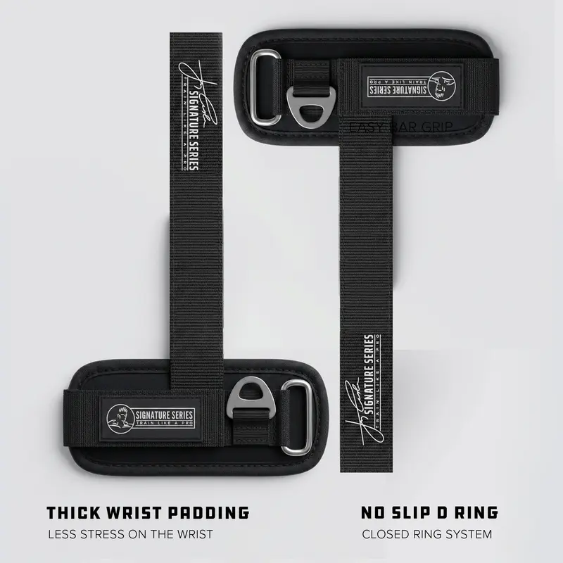 Jay Cutler Signature Series Lifting D Rings Straps - Maximum Support, No Slip D-Ring, Thick Strap for Superior Grip, Durable & Reliable Design with extra think padding on the cuff