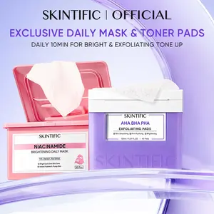 [New Launch] SKINTIFIC Glow & Smooth Combo - Niacinamide Brightening Daily Mask +AHA BHA PHA Exfoliating Pads Exfoliate, brighten, and hydrate in just 2 steps