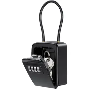 Key Lock Box, Outdoor Safe Lock Box for  with Removable Shackle, 4-Digit Combination Lock Box , 5 Key Capacity  Key Storage Safe Box for , Warehouse, School, Realtors