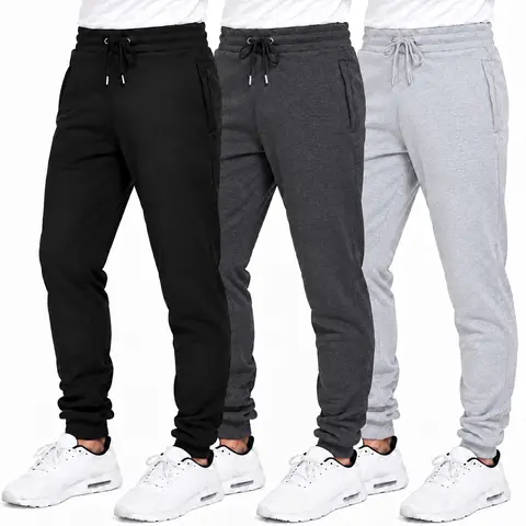 Men's 3 Pack Fleece Active Athletic Jogger Sweatpants with Drawstring Sizes S-2XL Breathable