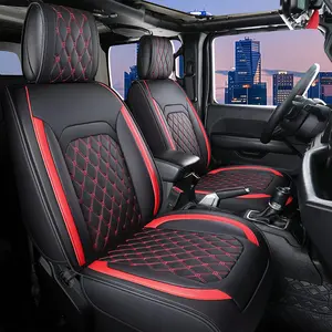 Car Seat Covers Fit for Jeep Wrangler 2005-2025, Side Airbag Compatibility, 3D Lumbar Support and Seamless Fit, Easy to Clean Sports Seat CoverFull Set, Black Light Tan Leather Waterproof