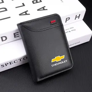 Men Wallet Car Logo Leather Purse Holder For Chevrolet Captiva Cruze Tracker Epica Malibu Kalos Nubira Matiz Camaro Onix Volt Wallet Card Holder