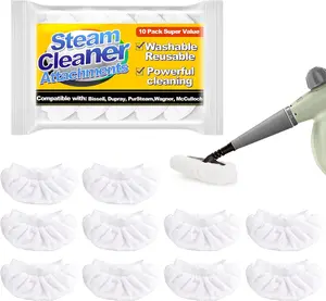Reusable Microfiber Steam Cloth Covers, 10 Pack Cotton-Like Cleaning Pads for Handheld Steam Cleaners, Washable & Scratch-Safe, Compatible with Bissell Steam Shot, McCulloch, PurSteam & Wagner