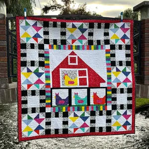 Chicken Coop Quilt Sample Featuring Paisley Bandana, 74" x 74"