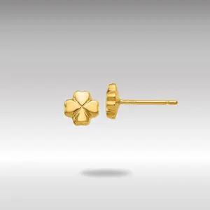 14K Gold Polished 4-Leaf Clover Post Earrings - Model YE383