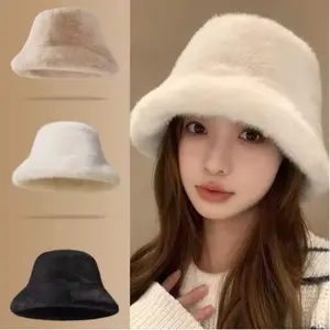 1 piece of women's stylish solid-color plush windproof and warm winter fisherman hat/hiking hat/scarf