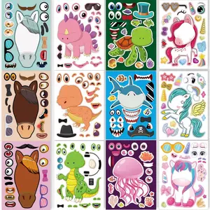 24 Sheets 8.27''×5.9'' Make Your Own Stickers for Kids Toddlers Make a Face Stickers Mix and Match with Unicorns Dinosaur Horse and Sea Animals for Kids Party Favors Activities