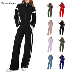 WIHOLL Lounge Sets for Women 2025 Sweatsuit 2 Piece Outfits Sweatshirt Wide Leg Sweatpant Tracksuit Matching Set 2025