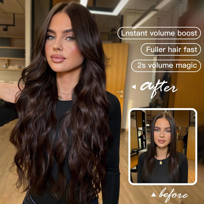 TOPHR HAIR BEAUTY Clip-in synthetic hair extensions Long Wavy 4PCS Thick Hairpieces Double Weft Natural Hair Extensions for Women Curly Wave Daily & Party valentines
