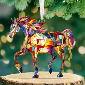FLAGWIX Horse Gifts for Women Men - Acrylic Christmas Ornaments 2025 for Tree Decorations - Horse Ornaments for Christmas Tree, Birthday Equestrian Gifts for Mom Dad Friend, Animal Ornament