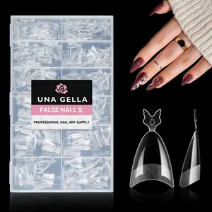 Almond Gel x Nail Tips, 504pcs Medium Almond Nail Tips Half Cover Upgrade Soft Gel Matte Design for DIY Medium Almond Press On Nails Acrylic False Fake Nails Tips 12 Sizes Gelly Tip