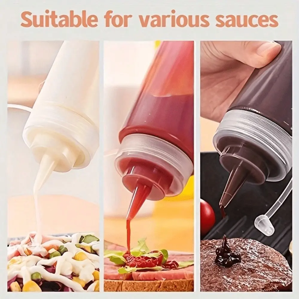 230ML Plastic Squeeze Sauce Bottles Set of 3 or 6, Kitchenware Ideal for Ketchup, Jam, Salad Dressing, Perfect Kitchen Condiment Dispenser Utensils