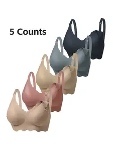 5-Pack Jelly Gel Pregnancy Nursing Bra Set, Maternity Underwear, Comfortable Breathable Sleep Bra, Essential Daily Wear for Moms, Soft & Supportive Design