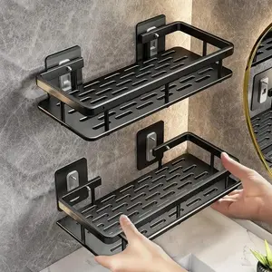 2pcs No-Drill Bathroom Shelf, Floating Rack for Kitchen and Bathroom, Space-Saving, Easy Installation, Wall-Mounted Storage Solution, Bathroom Organizer