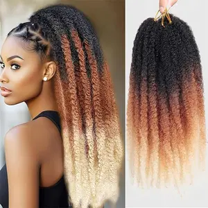 18 Inch 8 Packs Marley Twist Braiding Hair Long-Lasting Marley Hair Fluffy&Tangle-Free Cuban Twist Hair for Braiding  Crochet Hair Natural Look Synthetic Spring Afro Kinky Twist Hair Extensions Ombre Color T1B/30/613#