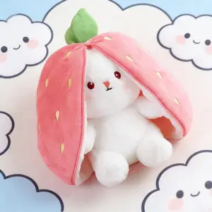 Cute Strawberry Carrot Bunny Plush - A Must - Have for Easter & Valentine's. Dual - Design, Huggable, and Ideal as a Gift for Teens & Adults to Express Love