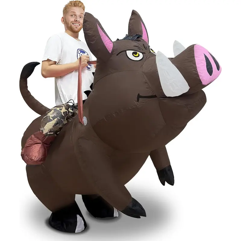 Halloween Inflatable Warthogs Rider Costume Funny Blows Up Riding   Costume for Halloween Party Adult Men Women