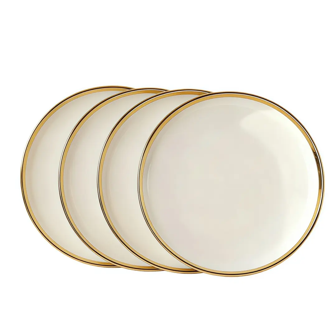 Luxurious Ceramic Gold Rim Dinnerware Set, Microwave & Dishwasher Safe, Ideal for Pasta Salad Dessert Sushi, Restaurant Home Use, Tableware Set, Dinnerware Service Set, Modern Tableware Sets, Dishware Sets
