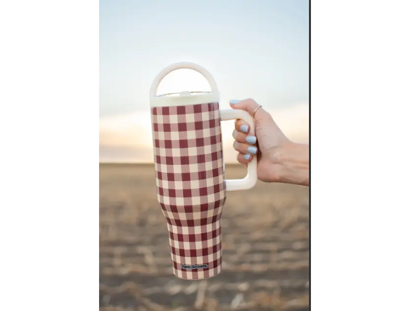 Cranberry Gingham 40oz Tumbler
