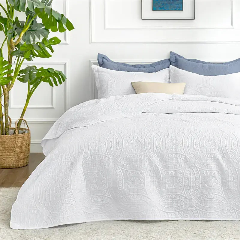 2/3pcs Quilt Set Bedspreads( Include 1 Quilt 1 Or 2 Pillowcases) Lightweight Microfiber Bedspread - Modern Style Coin Pattern Coverlet Soft And Skin-Friendly Quilt Anti-Allergy And Machine Washable Suitable For School Dormitories