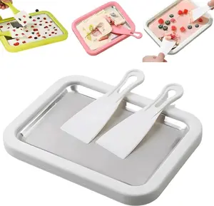 2026 Extra Large Rolled Ice Cream Maker, Ice Cream Tray & Ice Cream Roller Maker Kit, Cold Stone Ice Cream Style, w/Instant Cold Plate & 2 Scrapers, DIY Kit for Rolled Ice Cream（White）