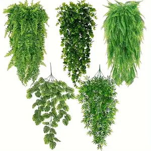 5pcs Decorative Eucalyptus Vine, Artificial Hanging Plants, UV Resistant Plastic, Indoor Outdoor Wall Decoration, Wedding Garden Porch