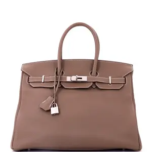 Pre-owned HERMÈS Leather Tote Bags REBAG Hermes Birkin Handbag Grey Togo with Palladium Hardware 35 by Rebag