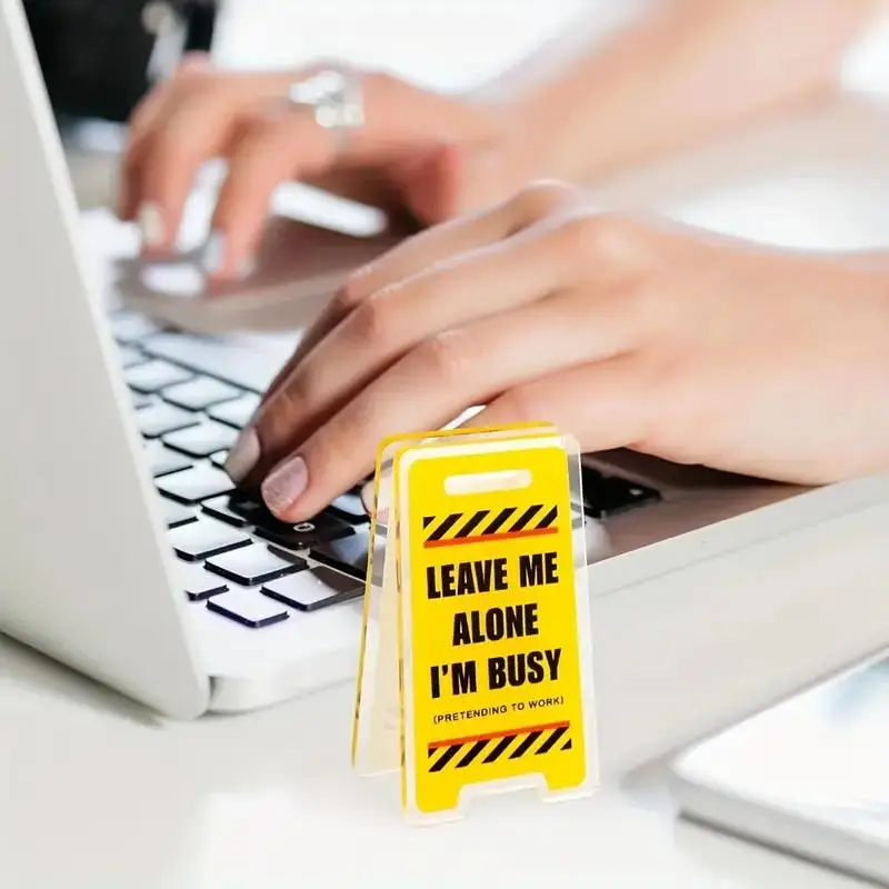 Leave Me Alone I'm Busy Letter Pattern Acrylic Desktop Sign, 2 Counts/set Humorous Office Desktop Decoration, Multifunctional Room Decoration, Funny
