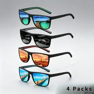 Men's Retro Square Sunglasses (4 Pairs, Silver Frames) - UV400 Eye Protection, Lightweight Sturdy All-Season Eyewear, Classic Casual Accessories for Daily Wear & Festival Gifts