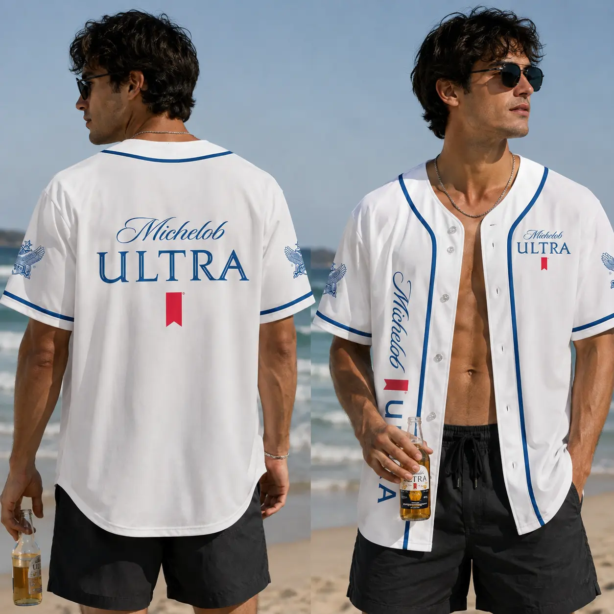 Beer Lover Jersey, MichelobUltra White Baseball Jersey, White Baseball Jersey Shirt