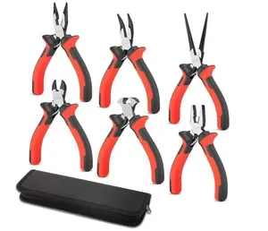 6PCS Mini Pliers Set High Leverage Multi Small Pliers Tool Set with Small Needle Nose Pliers Set, Linesman, Long Nose, Bent Nose, Diagonal Cutters, End Cutting Plier for Jewelry and Electronic