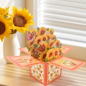 2026 New 3D Sunflower Greeting Card, Creative and Fresh, Perfect for Holidays, Party Cards, Birthday Cards, and Postcards.Suitable for Mother's Day/Teacher's Day/Thanksgiving/End-of-term gifts/Party invitations