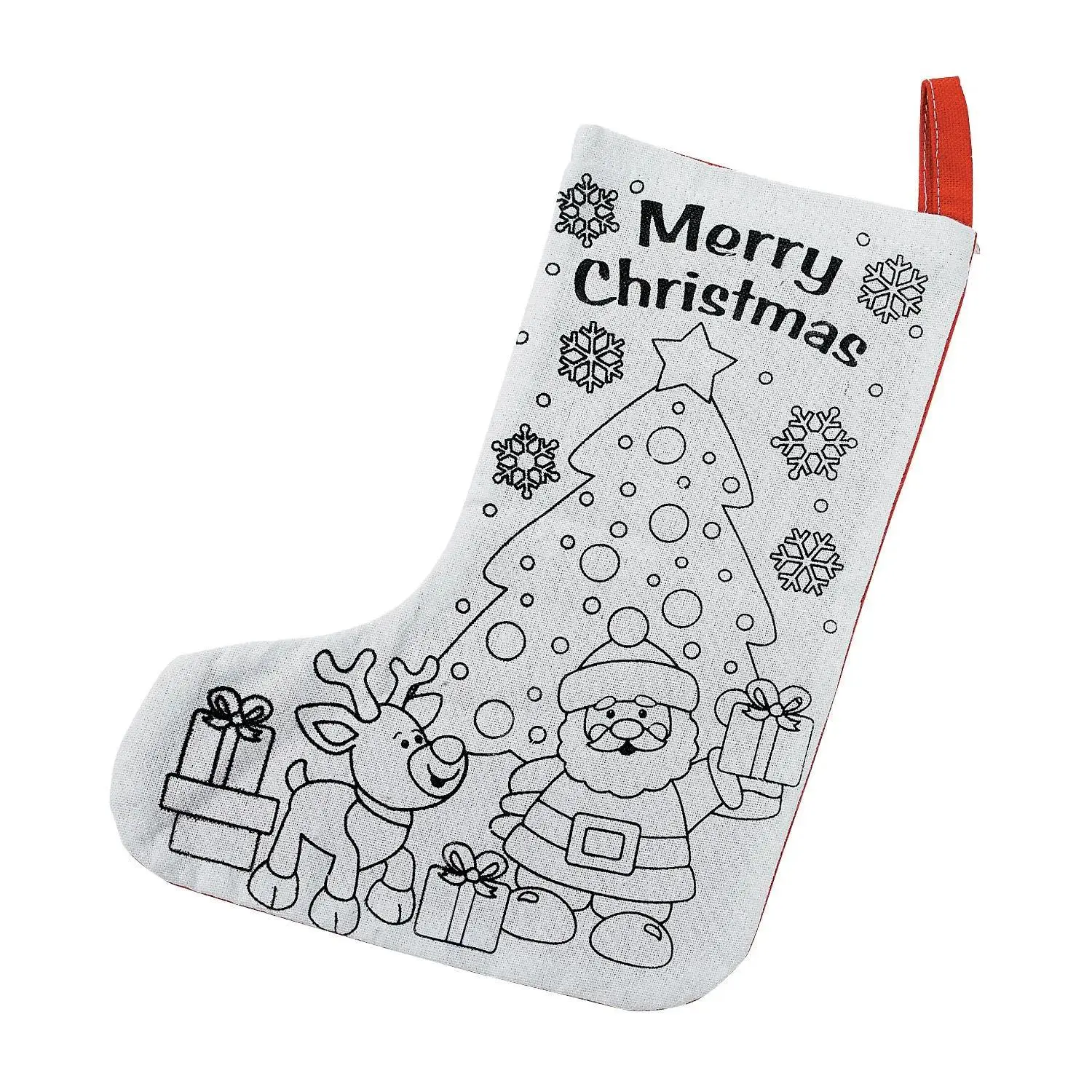 9 3/4" x 7 3/4" Color Your Own Polyester Christmas Stockings - 12 Pc.