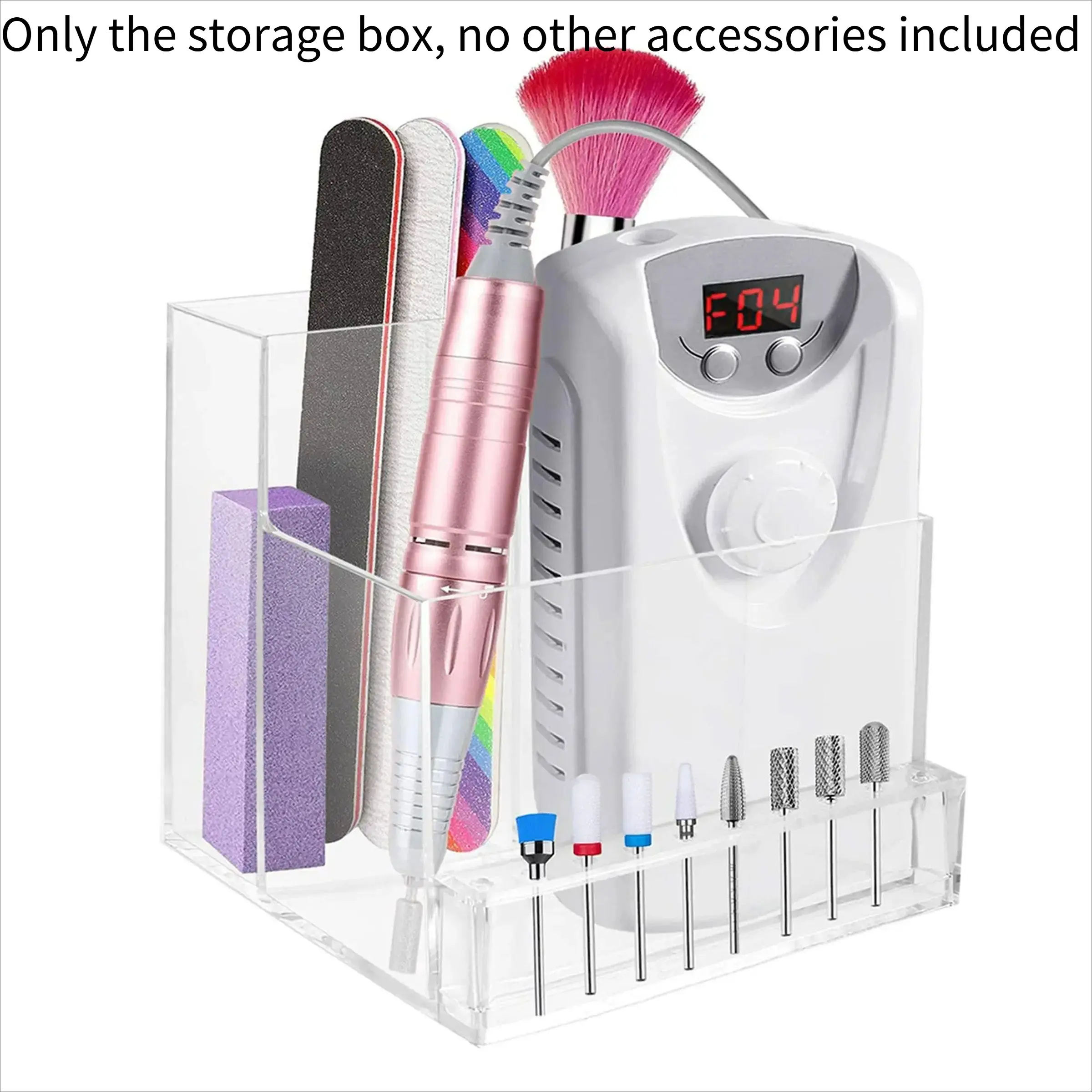 Nail Art Tool Storage Box, Clear Multi-Grid Organizer, Durable Plastic Organizers, Portable for Home & Salon, Makeup Tool Organizer, Nail Polish Storage