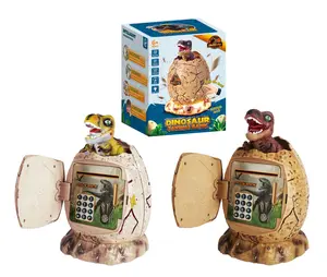 Dinosaur egg piggy bank automatic roll money fingerprint password dinosaur sound effect night light base cute and fun piggy bank