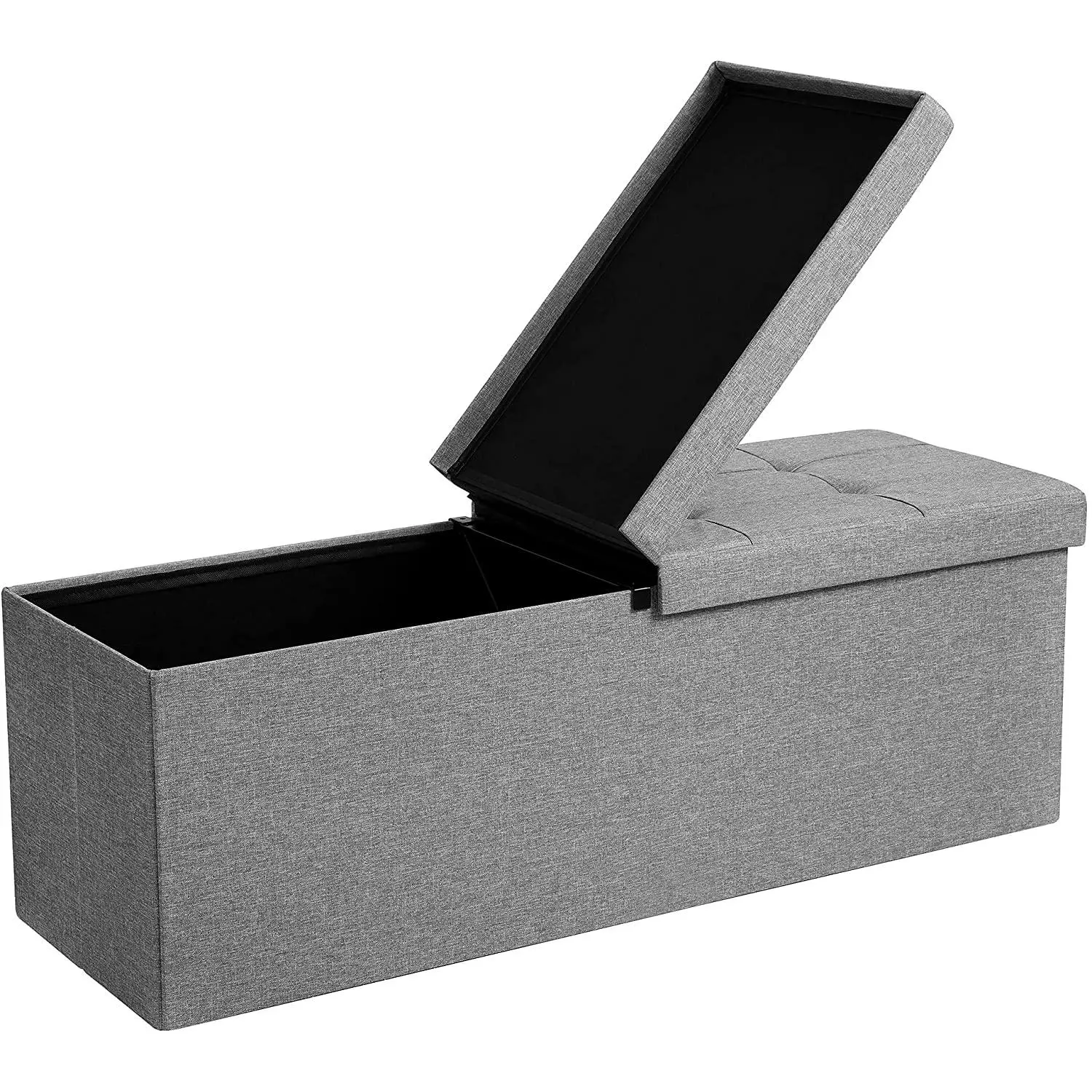 SONGMICS Storage Ottoman Footstool with Flip-Up Lid, Home Organizer Storage Bin with Lid for Living Room, Footstool With Storage, Storage Bins With Lids