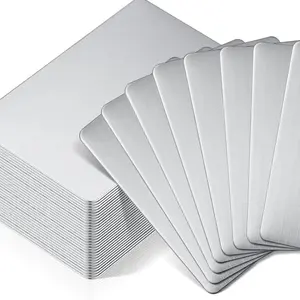 10Pcs Stainless Steel Metal Business Card Size 85*53mm Blank Laser Engraving Cards Special Logo Printing Matte Brushed Finishing