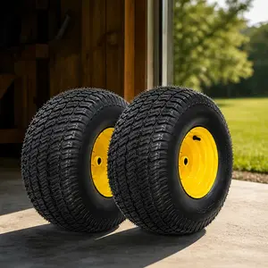 ARCH Set of 2 20x8.00-8 Lawn Mower Tires and Wheel Assembly 4-Ply Tubeless Turf Tread Heavy Duty Yellow Steel Rim 3.5" Centered Hub 3/4" Bore 3/16" Keyway for Zero-Turn Mowers Garden Tractors 905 lbs Capacity, Yellow Color Options