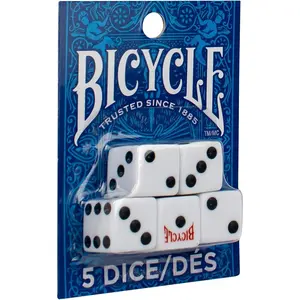 5x Dice Set, Six Sided D6 Dice, Standard Game Classic White and Black Die, 5 Count, 16 mm | lawn-game-equipment