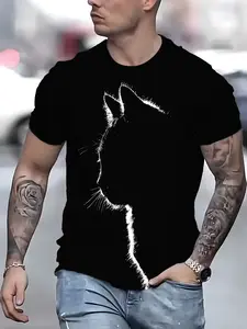 New Casual 3D American Digital Print Round Neck T-Shirt, Comfortable Fabric, Breathable, Not Hot, Short Sleeve, All Seasons