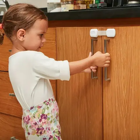 6 Pack Safety Strap Locks, Child Safety, Childproof, Prevent Finger Pinching, Cabinet Door Locks, Drawer Locks, Wardrobe Security Locks, Multiple Uses, Durable Material and Easy to Install, Six Pack