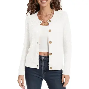 Women's Cable Knit Cardigan Sweater Soft Long Sleeve Button Down Sweaters