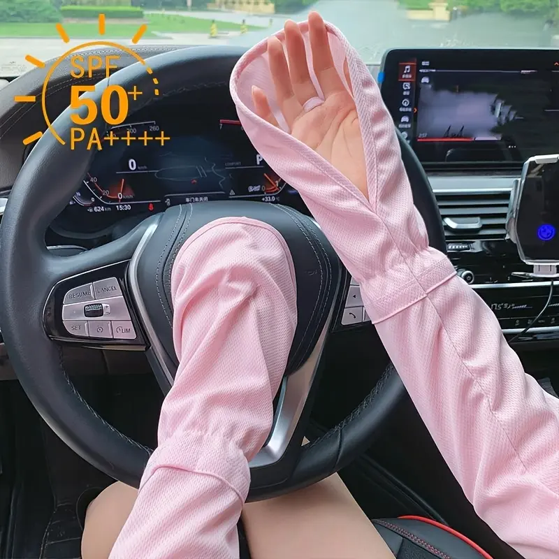 [UV Protection Arm Sleeves] CUBIDUPI Women's UV Protection Arm Sleeves | Breathable, Quick-Dry, SPF 50+ PA+++ Sun Protection | Pink, for Outdoor Sports & Activities