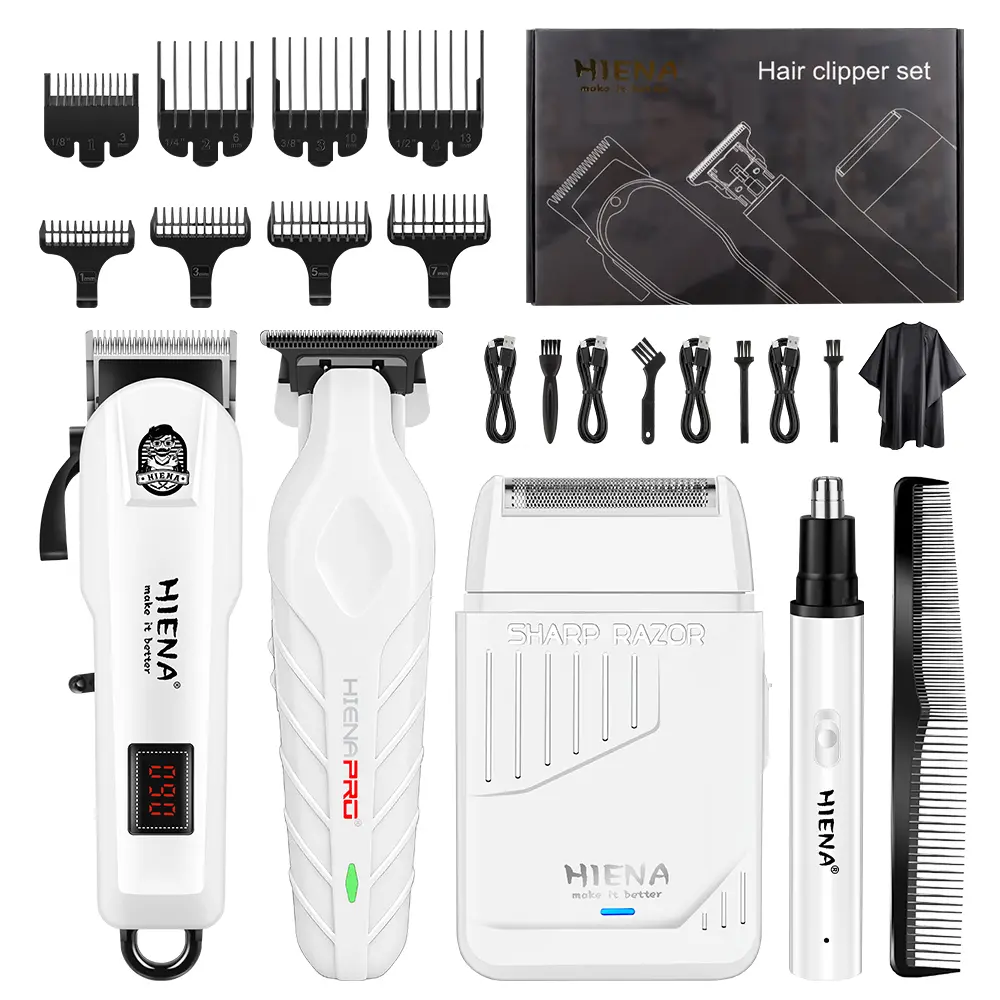 #47 4 pieces men's grooming set—featuring USB charging and cordless operation, and combining hair-cutting and shaving functions. A home grooming essential that meets all your haircutting needs in one package.