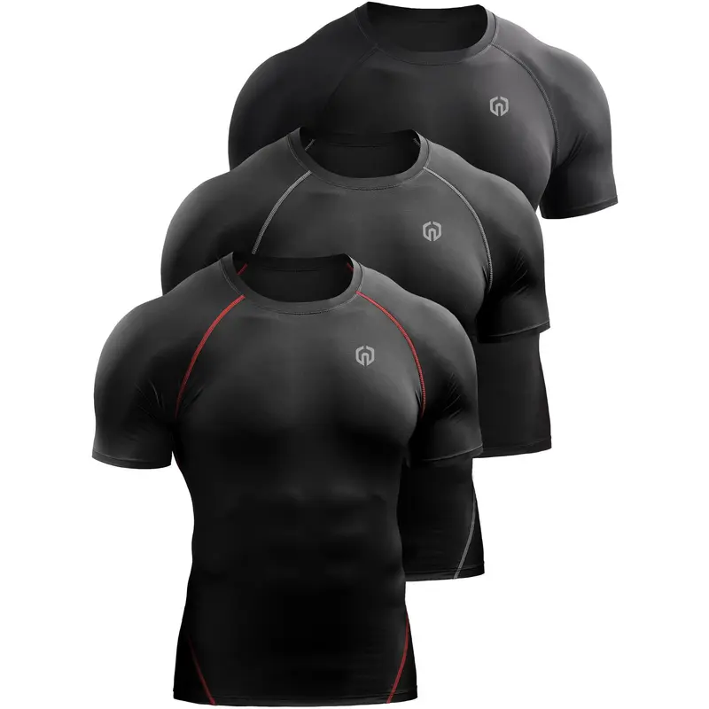 NELEUS Men's Compression Shirts - Abrasive Resistant, Breathable Quick Dry Baselayer, Tight Fitted Flexible Athletic Fashion Activewear, Moisture Wicking Gym Athletic Clothes, All-Weather Performance Gym Workout Apparel for Summer Fitness